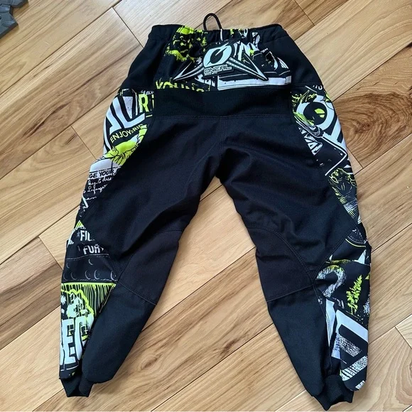 EUC O'Neal Graphic Motocross Element Pants Black, White & Neon Yellow Youth 5/6 - Picture 9 of 11